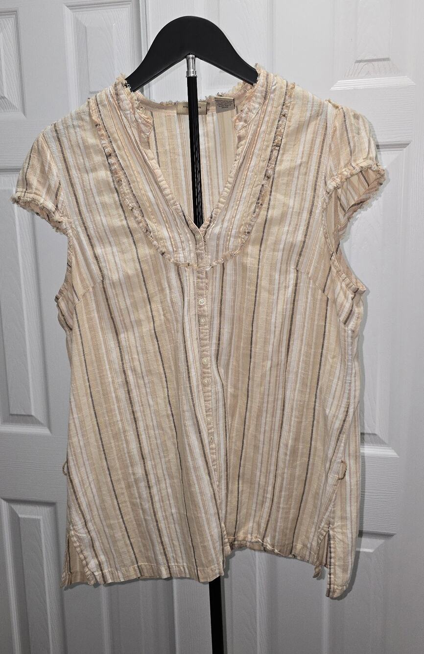 Ruff Hewn Women's Large Striped Cotton Blouse